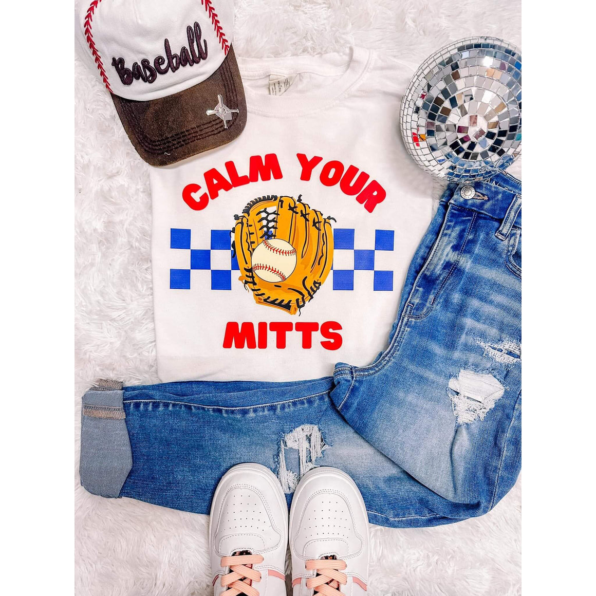 Calm your Mitts Softball Graphic Tee