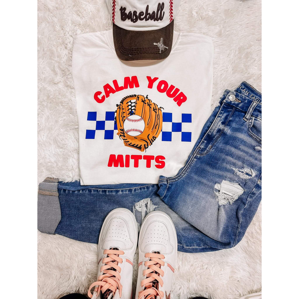 Calm your Mitts Baseball Graphic Tee
